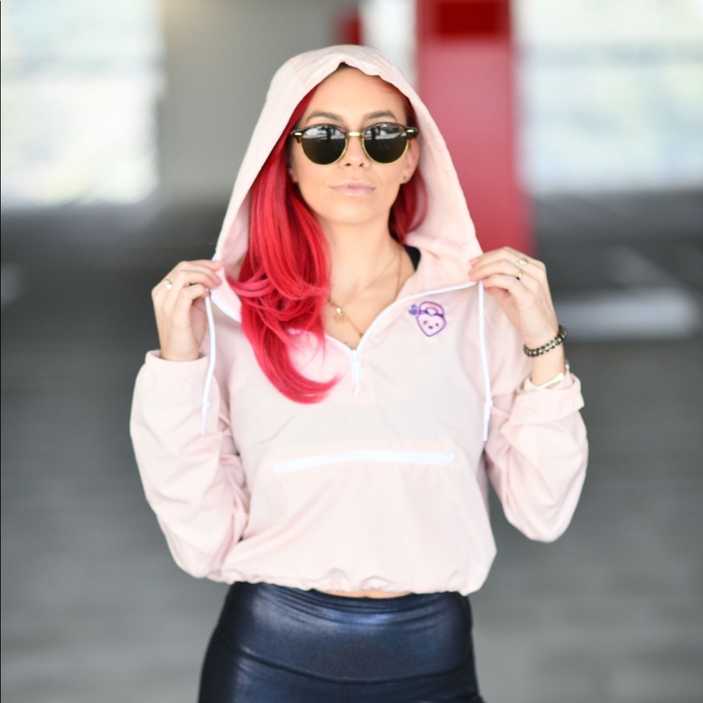 Pink Water Resistant Cropped Windbreaker